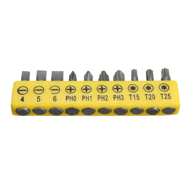 10pcs Torx Flat Head Cross Spanner Screwdriver Bits Set With Screwdriver Holder