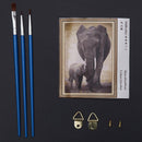 Diy Oil Painting, Paint by Number Kit-16x20inch (Frameless) Two elephants