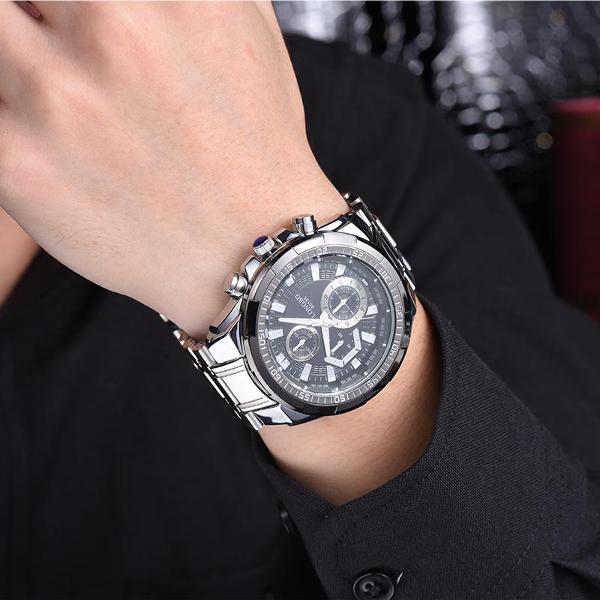 LONGBO 80135 Military Style Men Quartz Watch Luxury Stainless Steel Wristwatch