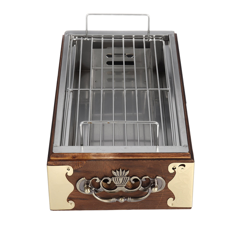 Portable Stainless Steel Wood BBQ Grill Barbecue Cooking Household BBQ Stove