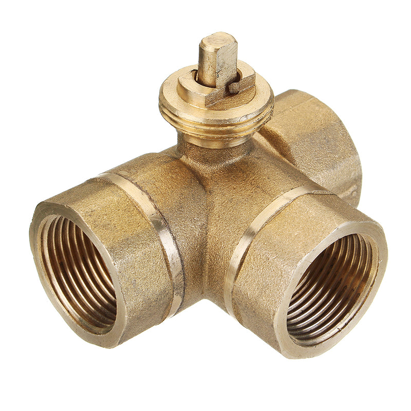 TMOK 1/2" 3/4" 1" Blue Shell 3 Way Motorized Electric Brass T Ball Valve 3 Wire AC 220V Full Port