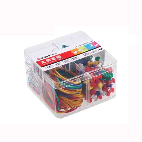 Comix Office Combination Set B3645 Long Tail Binder Clips Paper I-pin Rubber Band Binding