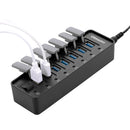 OImaster HB-8717U3 USB3.0 7 Ports Adapter 5Gbps with Dustproof Cap Switch Connector USB Hub for PC Laptop