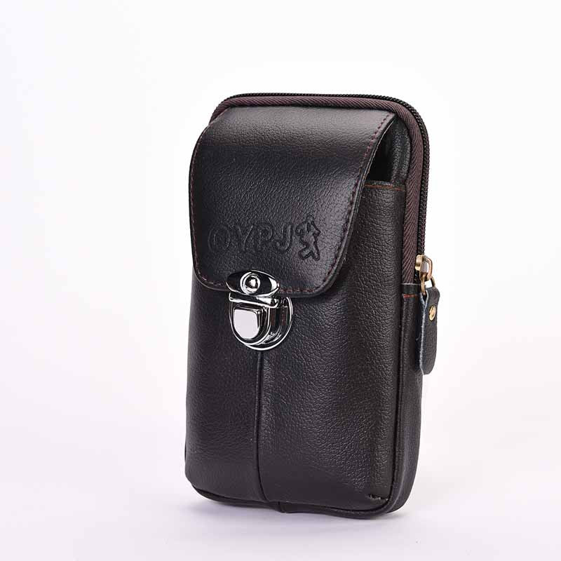 Outdoor Retro Vertical Leather Men Waist Pack Portable Buckle Wallet Multifunctional Phone Bag