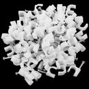 200 Pcs 6mm Diameter Electric Cable White Plastic Circle Nail Clips Y5X4