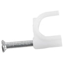 200 Pcs 6mm Diameter Electric Cable White Plastic Circle Nail Clips Y5X4