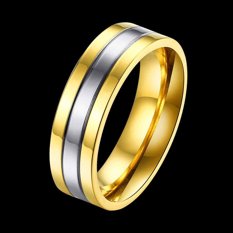 Crystal Stripe Stainless Steel Lover Couple Ring Women Jewelry For Wedding