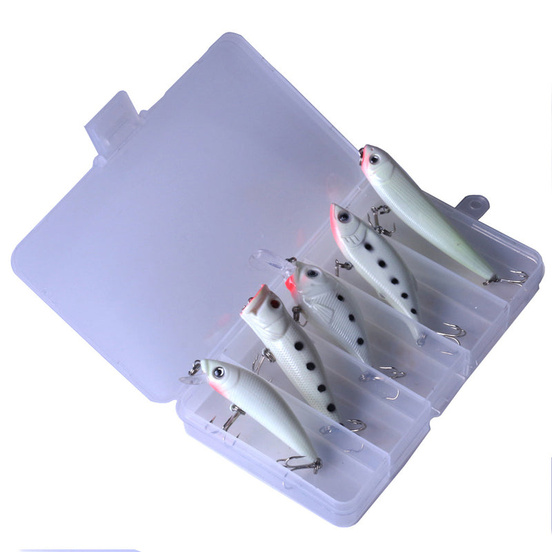 ZANLURE 5pcs/set Mixed Luminous VIB Popper Crankbait Pencil Artificial Wobbler Fishing Lure With Box