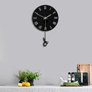 28cm Modern Acrylic Round Swing Tail Wall Clock Home Living Room Watch Decor