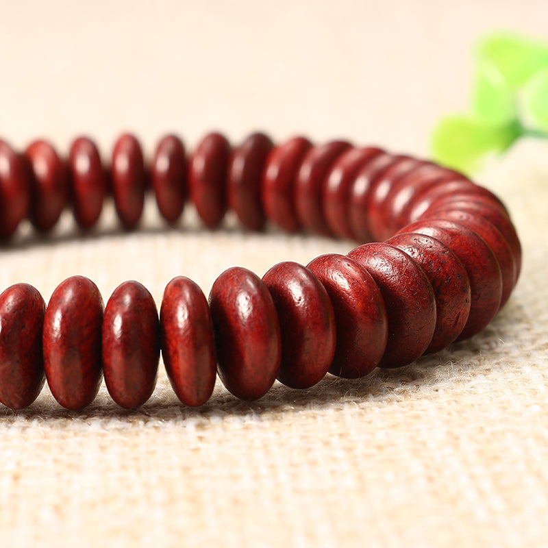 Natural Siam Rosewood Beads Buddha Bead Elastic Bracelet for Women Men