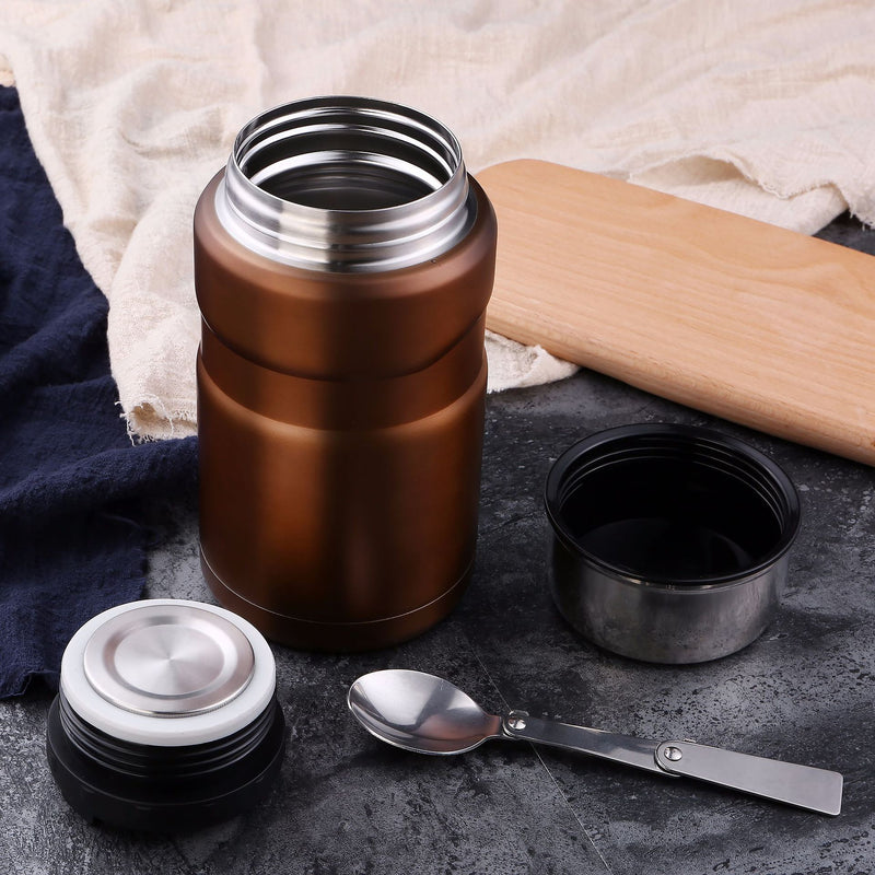 700ml Thermal Cup Multi-function Vacuum Cup Stainless Steel Food Container Beaker With Folding Spoon