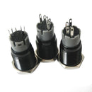 Angel Eye Metal LED Latching 16mm Black Push Button Switch 12V SPST, Green S6F3