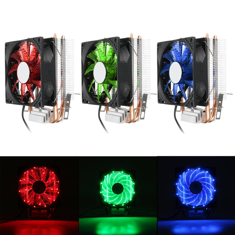 9cm LED 3 Pin CPU Cooling Fan Cooler Heat Sink For Intel LAG/1155/1156 AMD 754/AM2/AM2+AM3/FM1