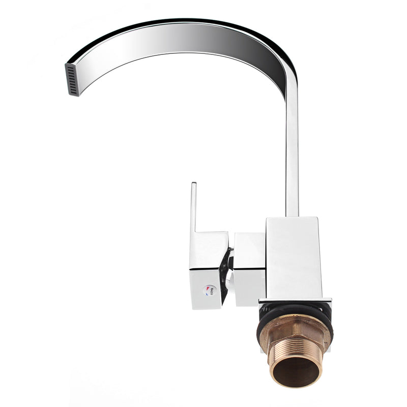 Square Single Lever Sink Faucet Mixer Tap SwiveI Spout Brass Kitchen Bathroom