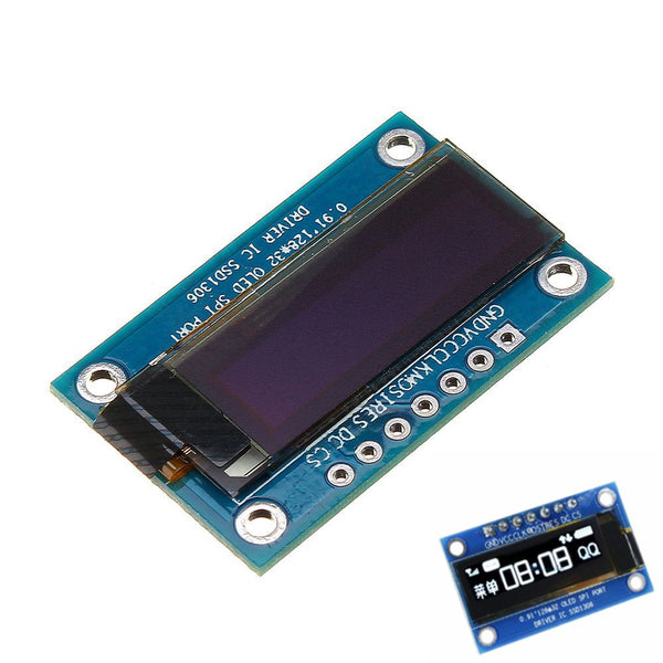 0.91 Inch 128x32 SPI Port OLED LCD Display Screen Module SSD1306 Driver IC DC 3.3V-5V