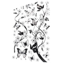 Black Flower Vine And Butterflies Wall Stickers, Wall Decoration