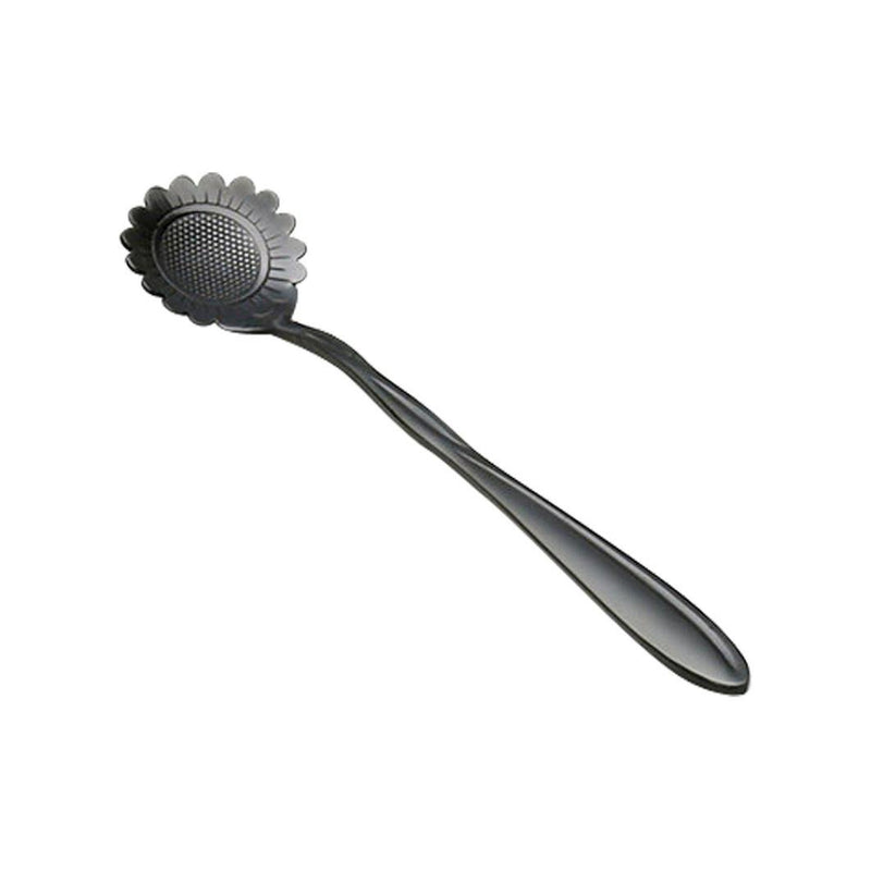 KCASA KC-FS01 Black Stainless Steel Flower Shape Coffee Sugar Spoon Tea Spoon Ice Cream Tableware