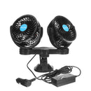 12V Double Heads Fan Portable Sucker Fan Clip-on Fan Camping Travel Car Cooling Fan