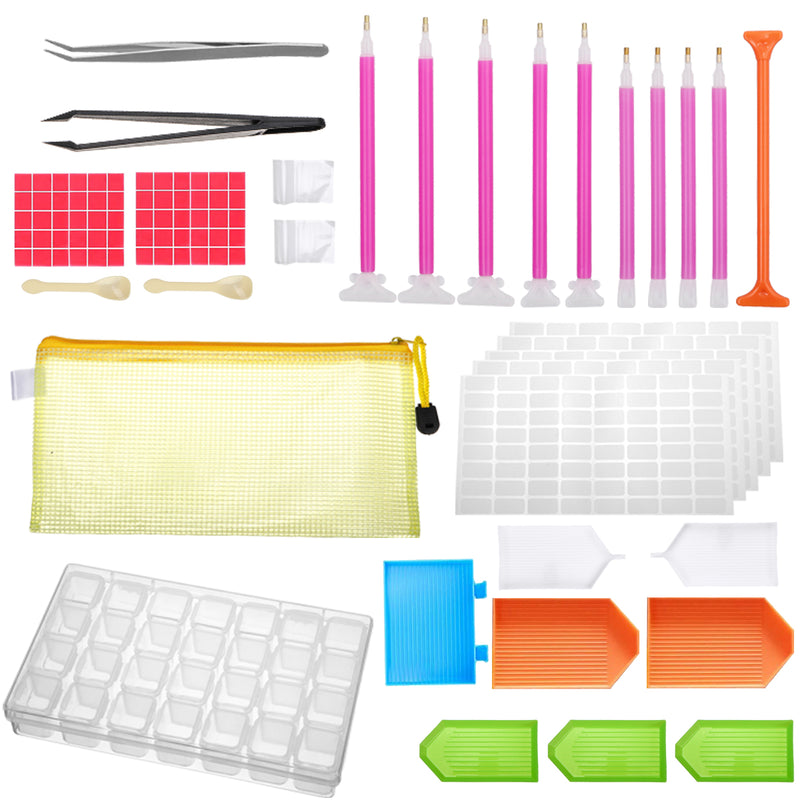 156Pcs 5D Diamond Painting Pen Cross Stitch Tools Set DIY Embroidery Tool Kit