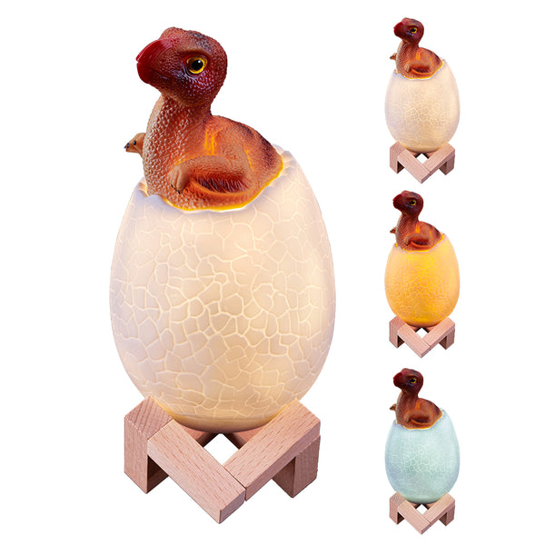 Loskii KL-02 Decorative 3D Oviraptor Dinosaur Egg Smart Night Light Touch Switch 3 Colors Change LED Nightlight  For Christmas Gift