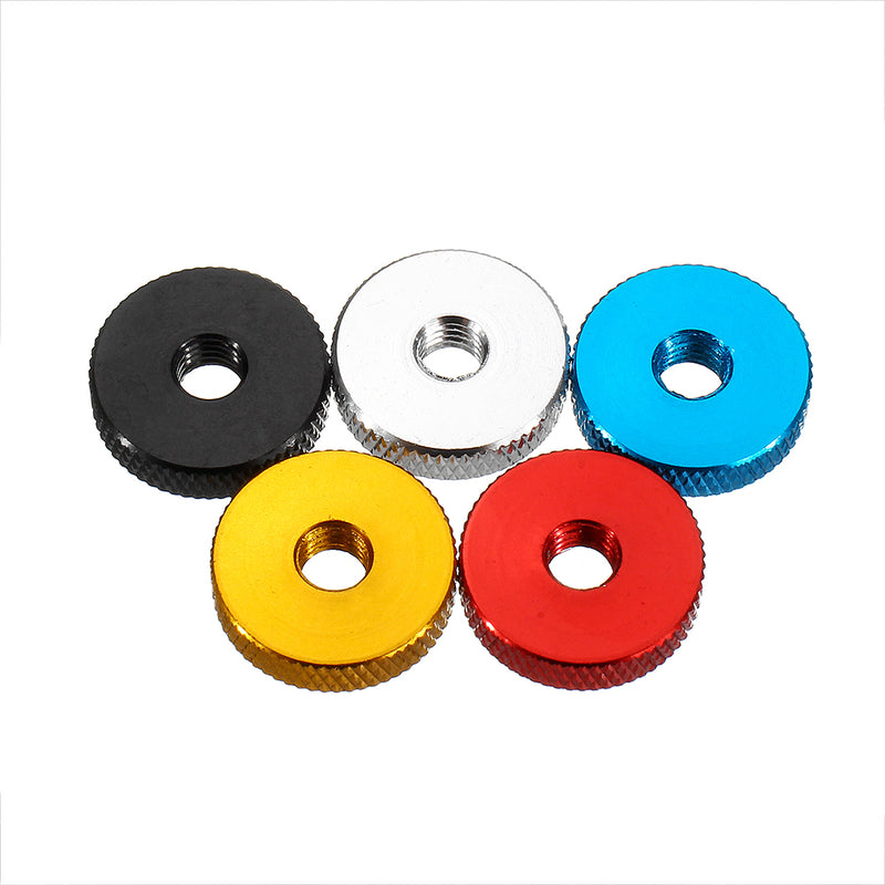 10Pcs M6 Manual Knurled Thumb Aluminum Alloy Screw Nut Spacer Flat Washer