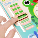 Kids Wooden Frog Clock Calendar Date Weather Board Learning Educational Toys