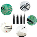 DANIU 9pcs ESD Stainless Steel Anti-static Tweezers with Storage Bag Teardown Electronic Maintenance Tool