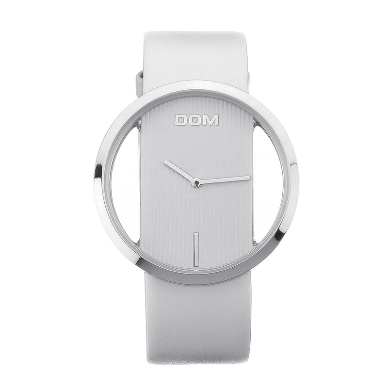 DOM Creative Ring Case Women Luxury Leather Strap Waterproof Quartz Watch