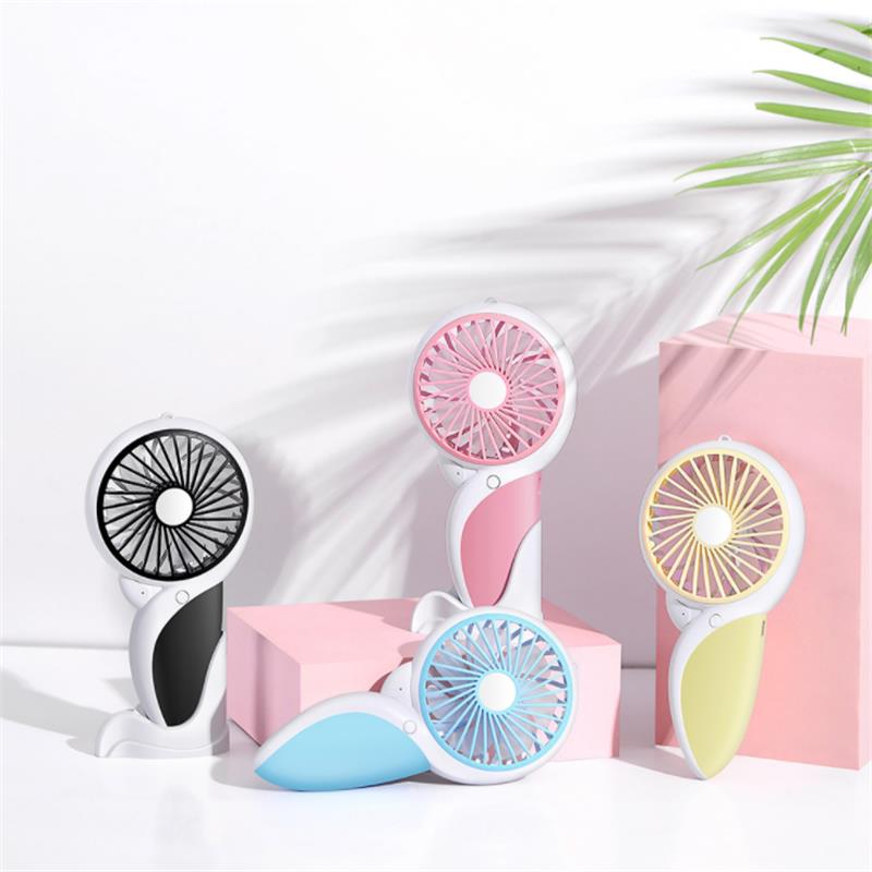 Well Star WT-N10 Handheld Mini USB Woodpecker Fan with Base LED Light Lamp Fan Rechargeable Air Cooler Silent Cooling Fan For Home Office Student Dormitory Outdoors Travelling