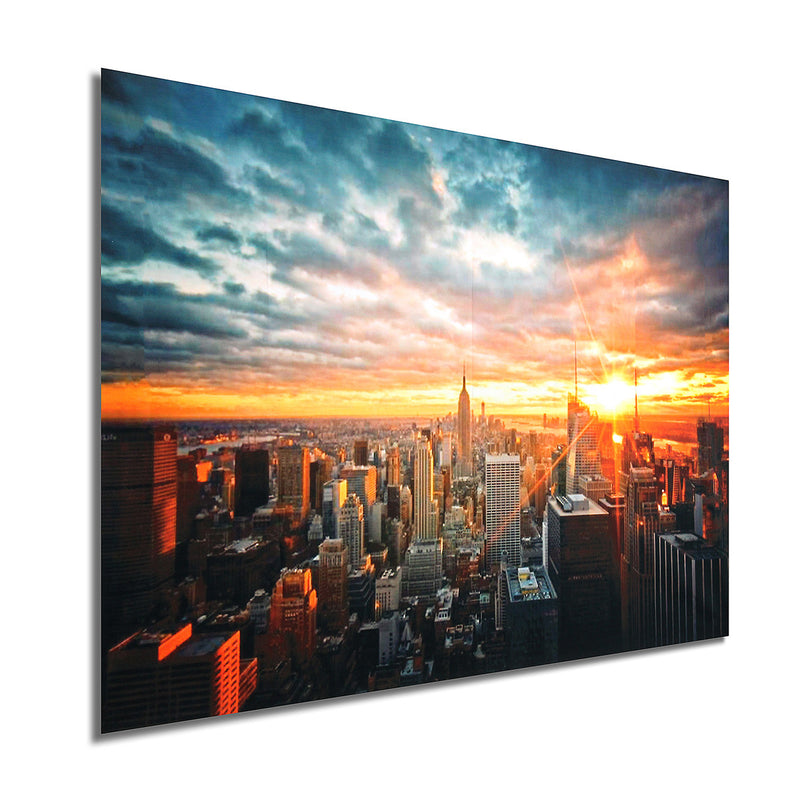 New York City Night Silk Cloth Poster Painting Modern Wall Paper Art Oil Picture Living Room Home Decor
