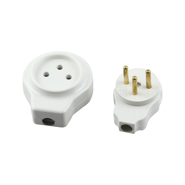 Dixinge Israel 3 Pin AC Electrical Power Rewireable Plug Male Female Plug Outlet Adaptor Wire Extension Cord Connector