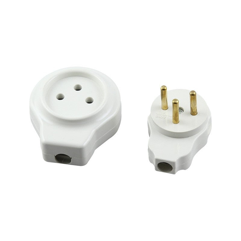 Dixinge Israel 3 Pin AC Electrical Power Rewireable Plug Male Female Plug Outlet Adaptor Wire Extension Cord Connector