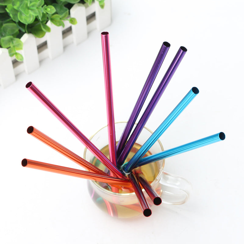 10Pcs/Set Aluminum Drinking Straw Straws Reusable Slurpee Cocktail Drinking Straw Party Supplies