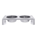 Raise Pet Bowls Cat Pet Food Water Bowl Stand Feeder w/ 2 Stainless Steel Bowls and Anti Slip Feet for Small Medium Cats and Dogs