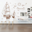 47''x35'' Large Pirate Ship Sailing Wall Sticker Vinyl PVC Decal Art Home Decor