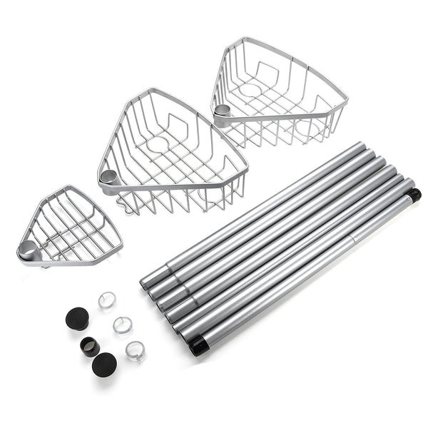 3 Tier Telescopic Toiletries Storage Corner Bath Shelf Rack for Bathroom