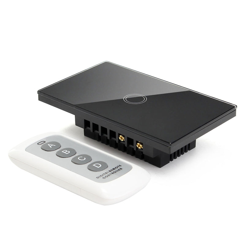 1 Way 1 Gang Crystal Glass Remote Panel Touch LED Light Switch Controller With Remote Control