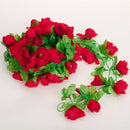 Artificial Realistic Rose Garland Silk Flower Vine For Home Wedding Garden Floral Decor Party Supplies- Red