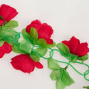 Artificial Realistic Rose Garland Silk Flower Vine For Home Wedding Garden Floral Decor Party Supplies- Red