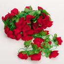 Artificial Realistic Rose Garland Silk Flower Vine For Home Wedding Garden Floral Decor Party Supplies- Red
