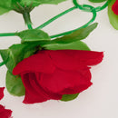 Artificial Realistic Rose Garland Silk Flower Vine For Home Wedding Garden Floral Decor Party Supplies- Red