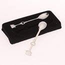 Pair Of Stainless Steel Enchanting Demitasse Heart Accents Teacup Shaped Ends Spoon Silver