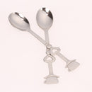 Pair Of Stainless Steel Enchanting Demitasse Heart Accents Teacup Shaped Ends Spoon Silver