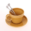 Pair Of Stainless Steel Enchanting Demitasse Heart Accents Teacup Shaped Ends Spoon Silver