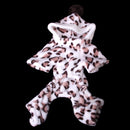 Soft Comfortable White with Chocolate Leopard Design Hooded Jumpsuit for Pet Dog Clothing Supplies -XXL