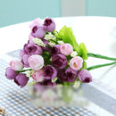 1 Bunch Artificial Rose Artificial Flower Bouquet For Home Birthday Wedding Party Floral Decor Bridal Bouquet Decor - Purple