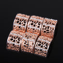 Women Girls Ladies Hollow out Floral Pattern Arch Shaped Studded Bling Jewelry DIY Accessories Pack of 6PCS Rose Gold