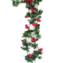 Artificial Stimulation Rose Vine Home Garden Fences Gazebos Wedding Party Restaurant Decor Pack of 6PCS Rose Red
