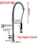 Set Of Pull Out Kitchen Sink Faucet With Hoses For Home Commercial Silver