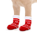Skid Free Cute Paw Prints Warm Dog Socks Pet Supplies Red + White S PACK OF 4PCS